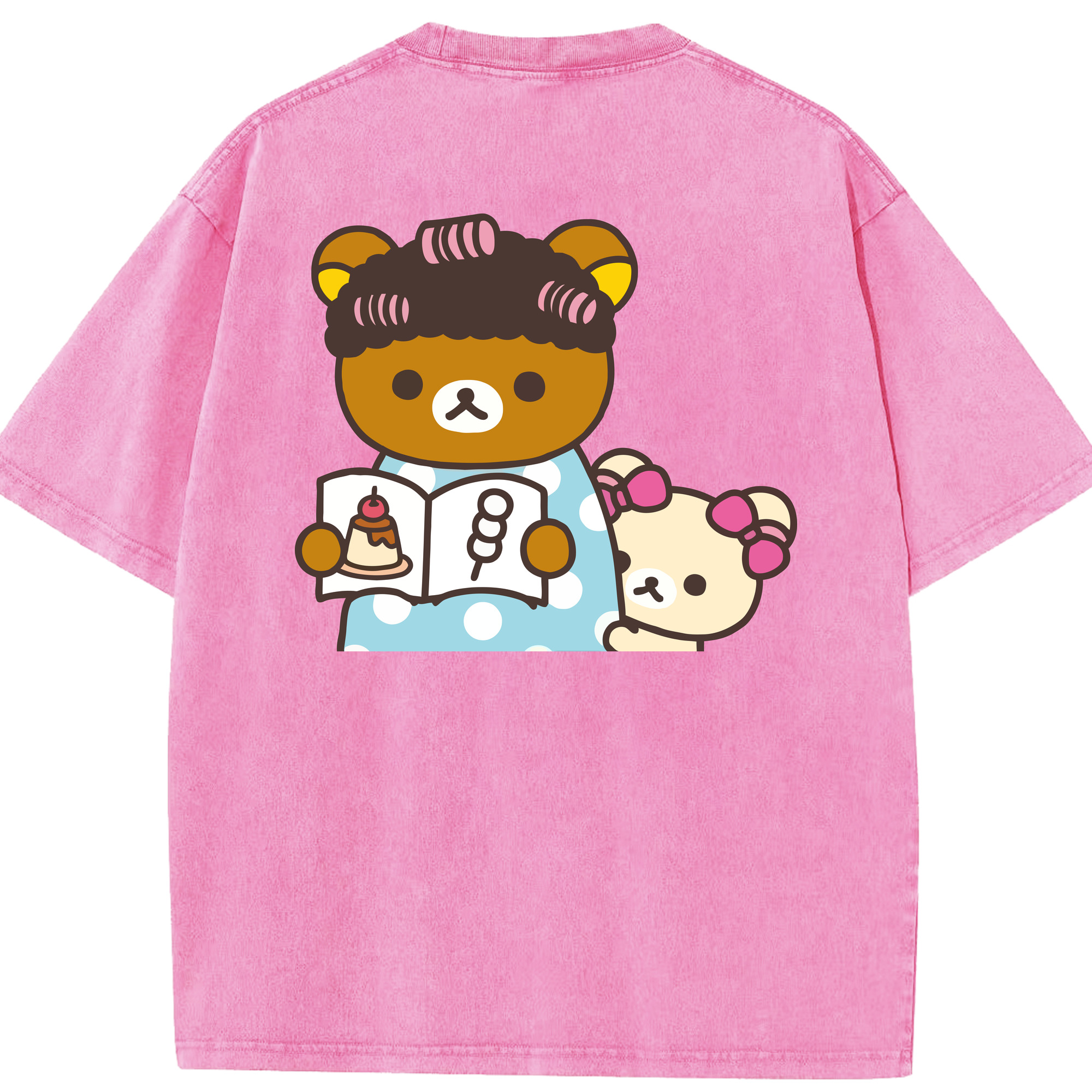 （画像用） リラックマ リラックマ キイロイトリ Rilakkuma Korilakkuma Kiiroitori 綿100% ヴィンテージ風 半袖Tシャツ（背面プリント）